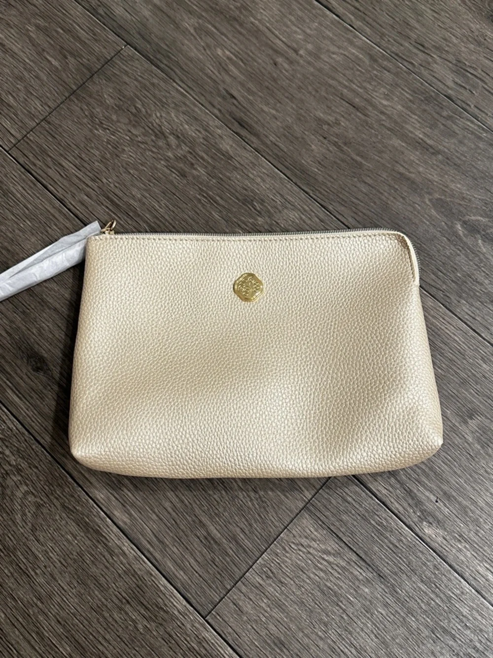 Shiseido Metallic Gold Pebbled Cosmetic Pouch